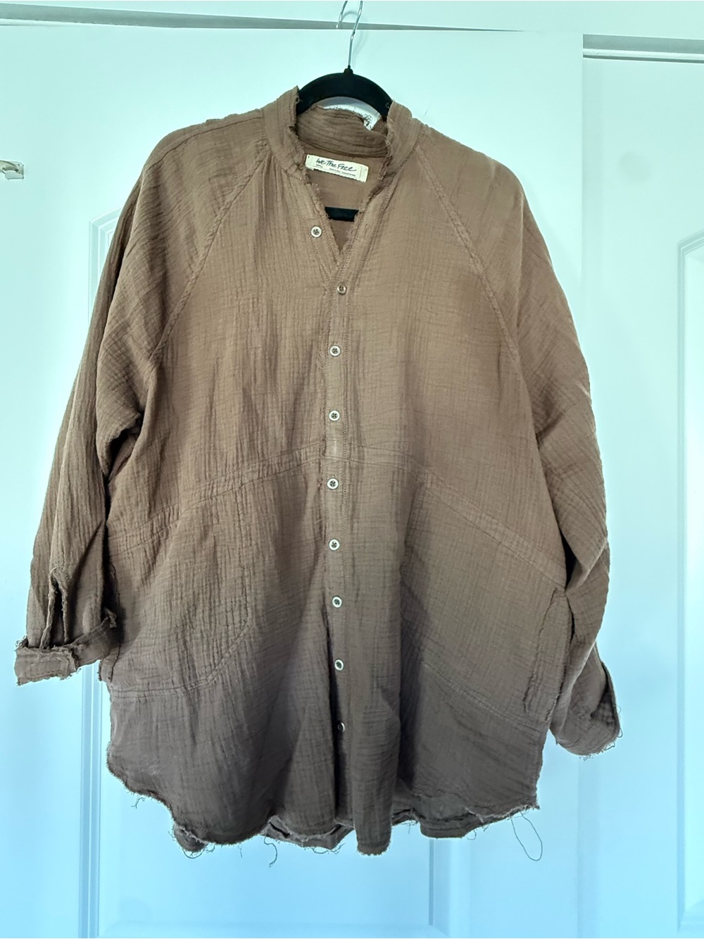 Free People - We The Free Brown Button Up Tunic Shirt sz S